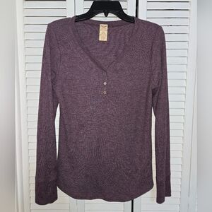 Faded Glory Women's L Purple Henley Top